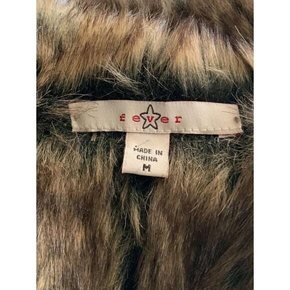Womens Reversible Faux Fur Collar Vest By Fever Size Medium Beige Brown Tailored - Picture 4 of 9